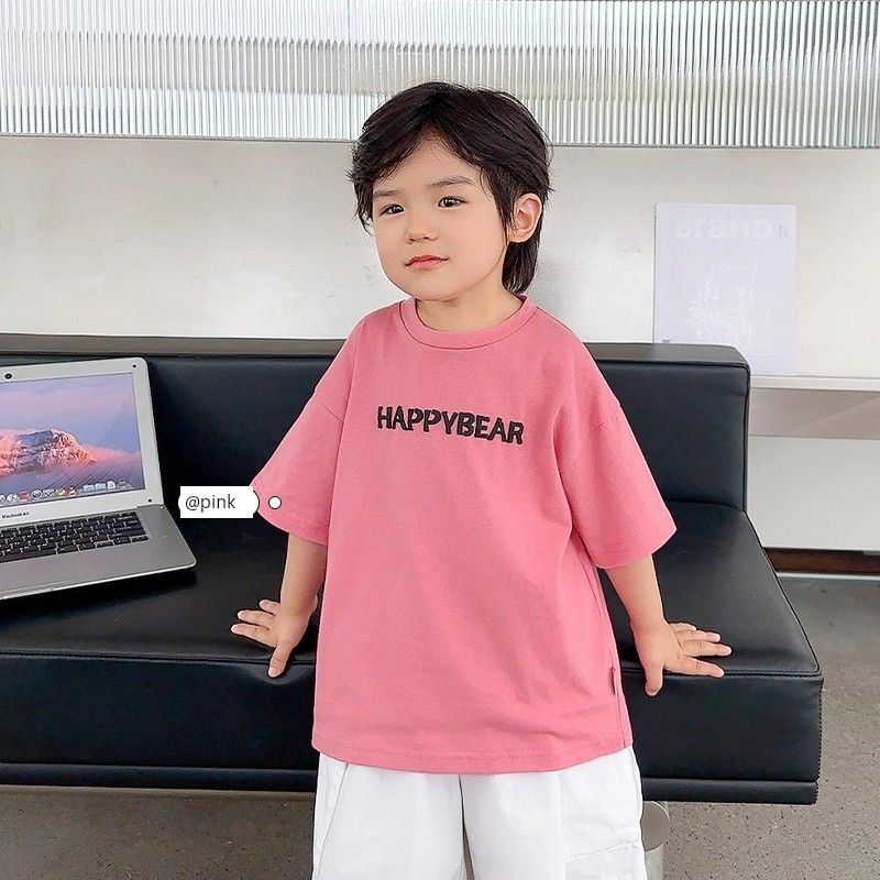 Boys' Printed Short-Sleeve Foam Print T-Shirt, Summer Style, Children's Clothing, Toddler Half-Sleeve Top, Trendy and Thin for Summer