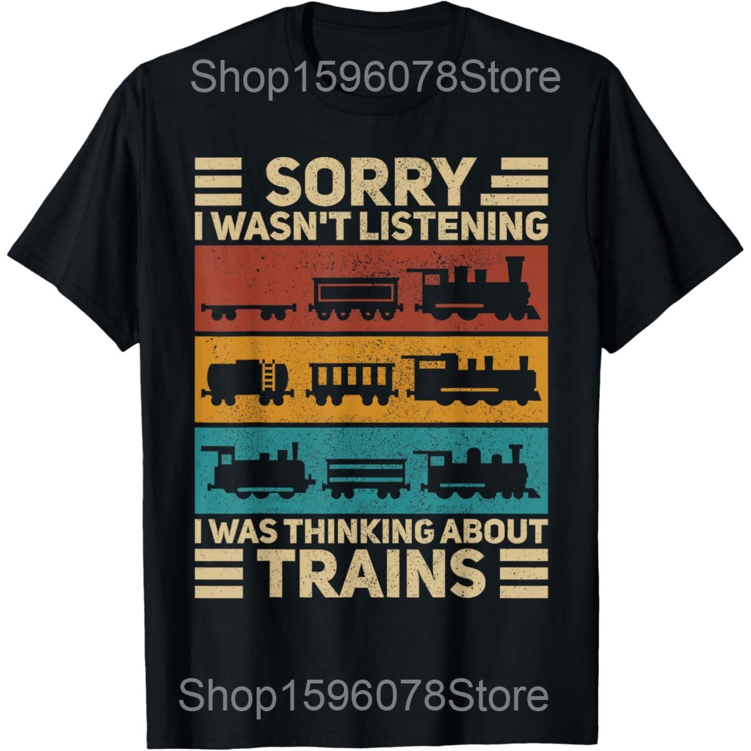 I Have A One Track Mind Trainspotter Model Train Railroad T Shirts Men Humor Streetwear Tee Short Sleeve Unisex Loose Clothing S