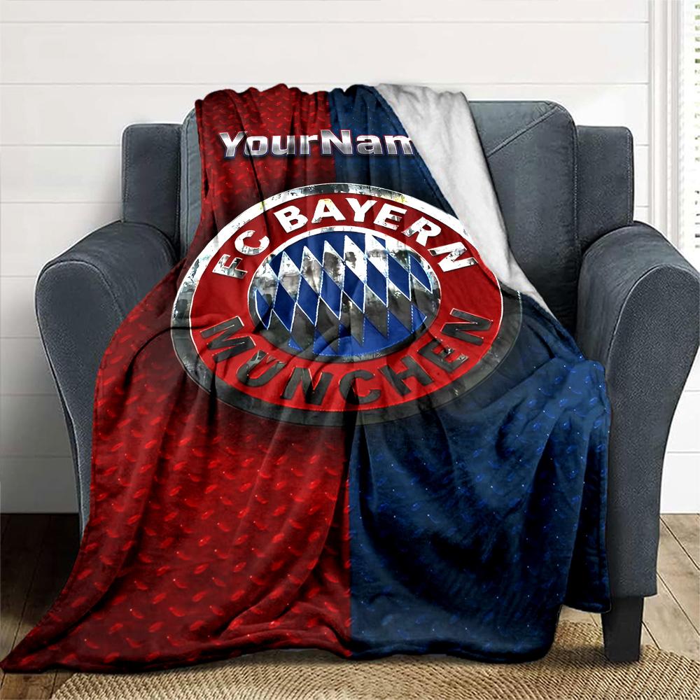 Bayern Munich Personalized Name Blanket Throw Customizable Blanket Warmthful Decor Great for Living Room Sofa Home Decor Nap Four Seasons Universal