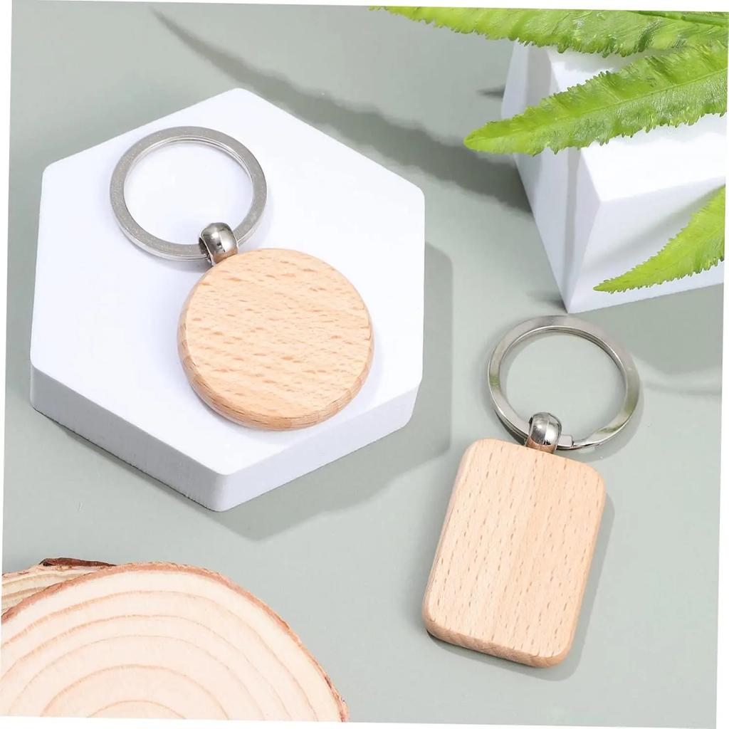 1/5pcs Rounded-Rectangle Wood Keychains Blanks DIY Painting Wooden Key Chain Blanks Unfinished Wooden Key Ring Key Tag Gifts