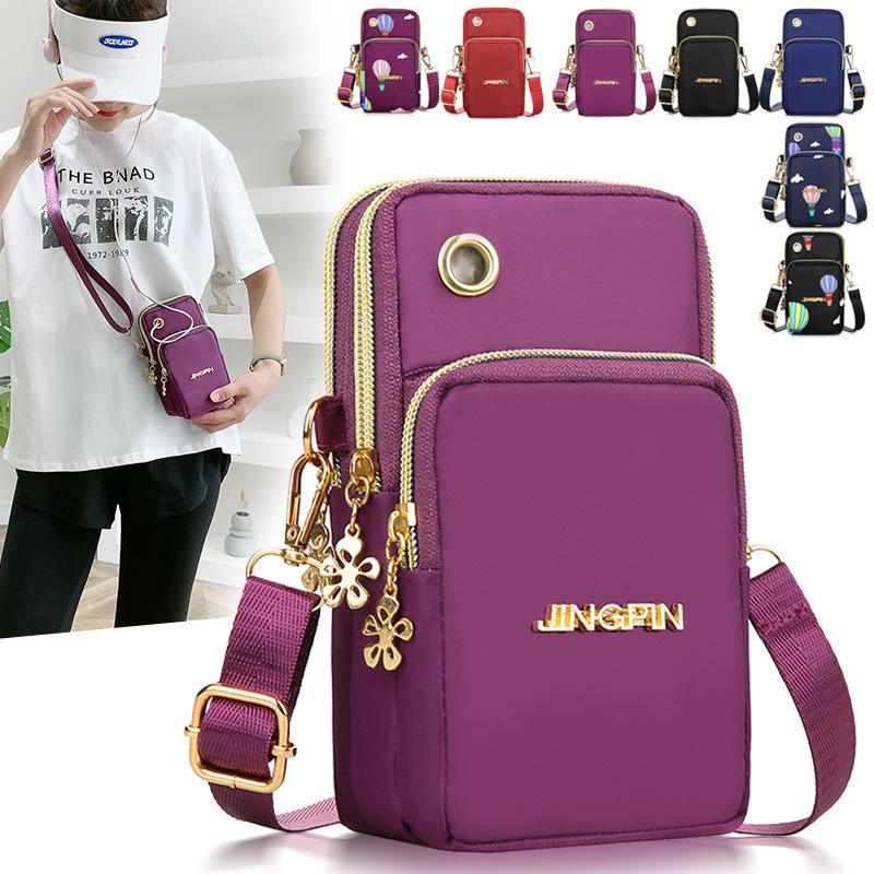 Mobile Phone Bag, Mini Crossbody Bag for Women, Three-layer Zipper Bag, Vertical Hand-held Coin Purse, Arm Bag