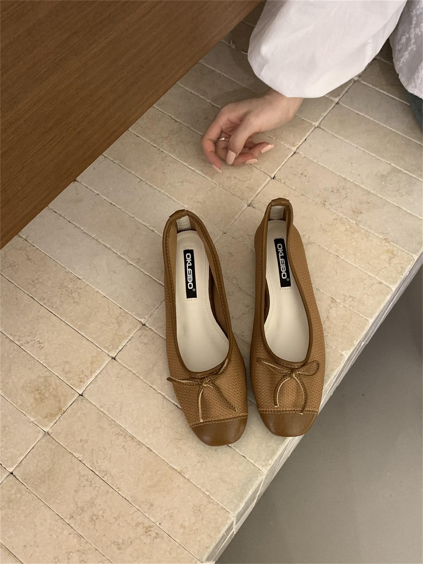 Gentle Wind Mary Jane Shoes Women S Spring And Summer Bow Inner Height Increase Flat Bottom Commuting Shallow Mouth Single Shoes 35 коричневый 5280₽