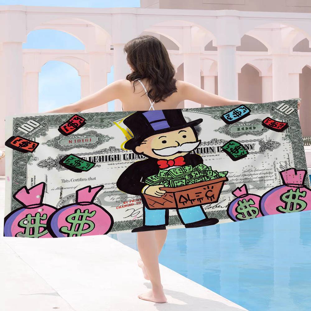 Cartoon Dollar Monopolys Anime Beach Swimming Towel Soft Absorbent Washcloth Children's Gifts for Kids Travel Camping Gym