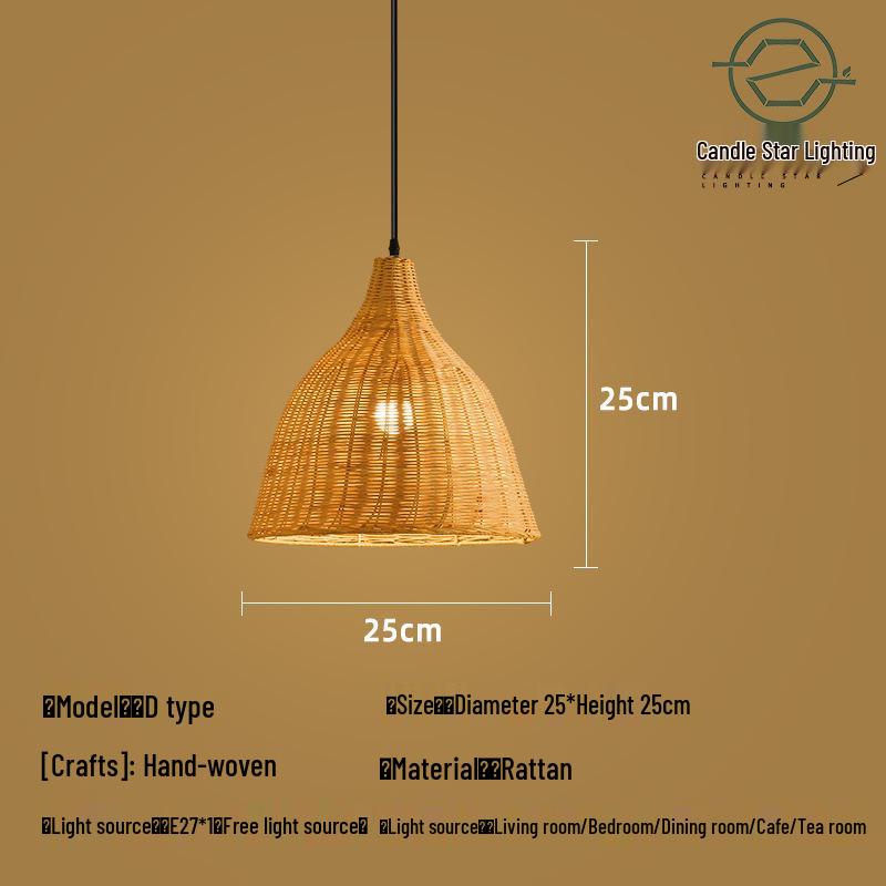 Zen Style Bamboo Rattan Pendant Light for Tea Rooms and Restaurants