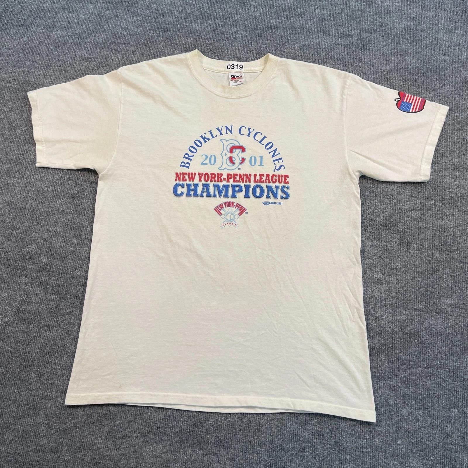 

Vintage 2001 New-York Penn League Brooklyn-Cyclones Shirt Large 21x28 White 2XL
