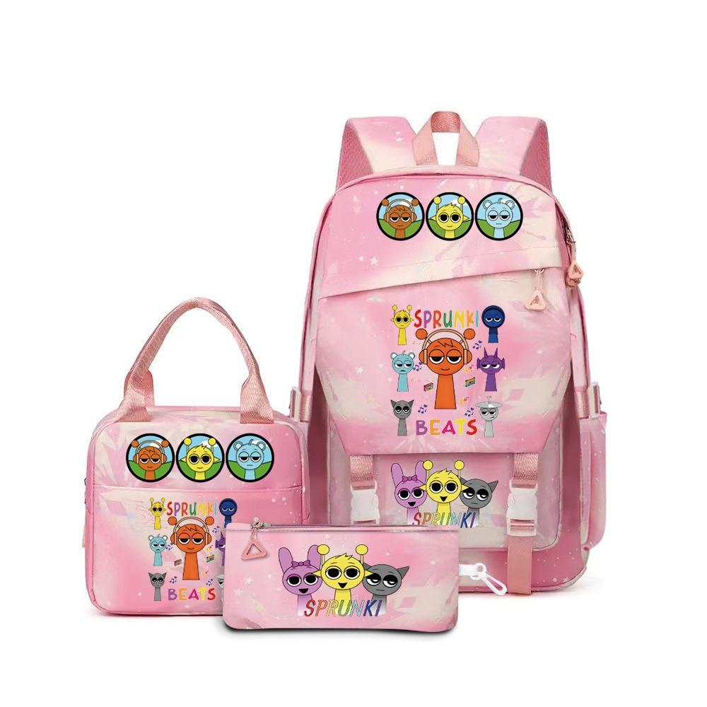 New rhythm box music game schoolbag backpack pencil bag three-piece set student heat transfer backpack