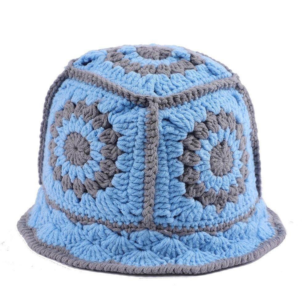 Fleece thread Flower Sun Hat Korean Style Bucket Hat Unique Knitted Fisherman Hat  Student