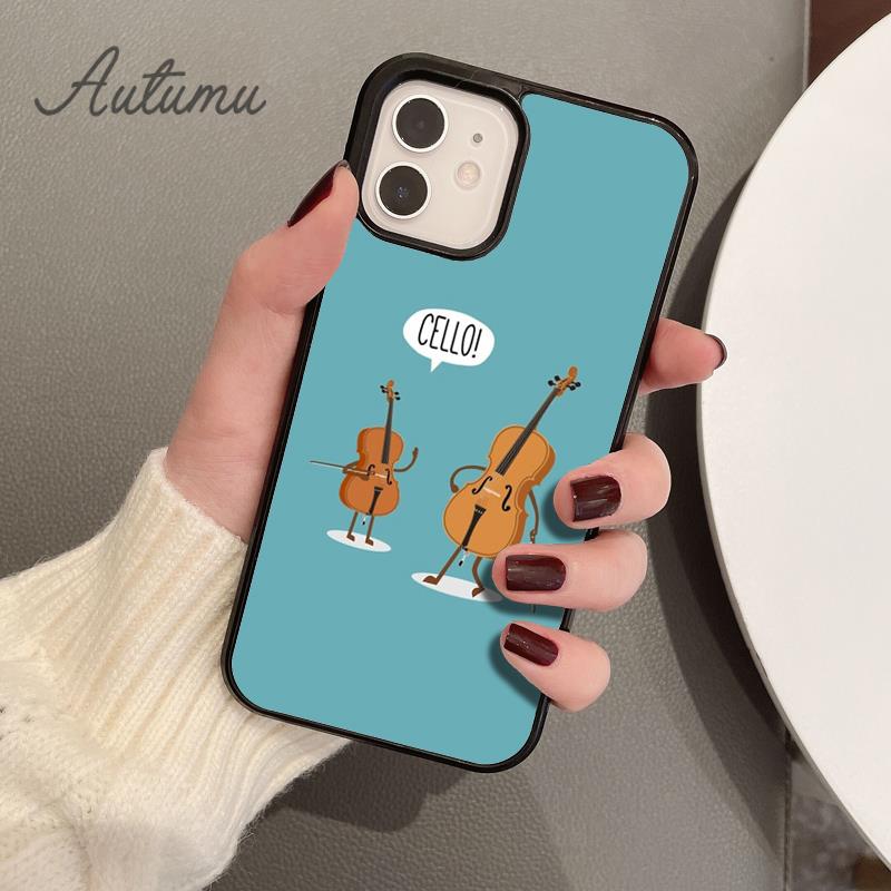Cello Music Instrument Art Phone Case for iPhone 11 12 13 14 Pro Max Mini XR XS SE 2020 6S 7 8 Plus Samsung Galaxy S21 S22 Cover