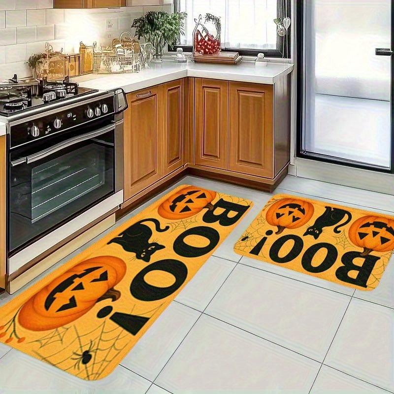 1PC Halloween Pumpkin BOO! Cat Kitchen Rug Non-Slip Door Mat Pop design Bathroom Rug Bath Mat Carpet for Home Sink Laundry Decor