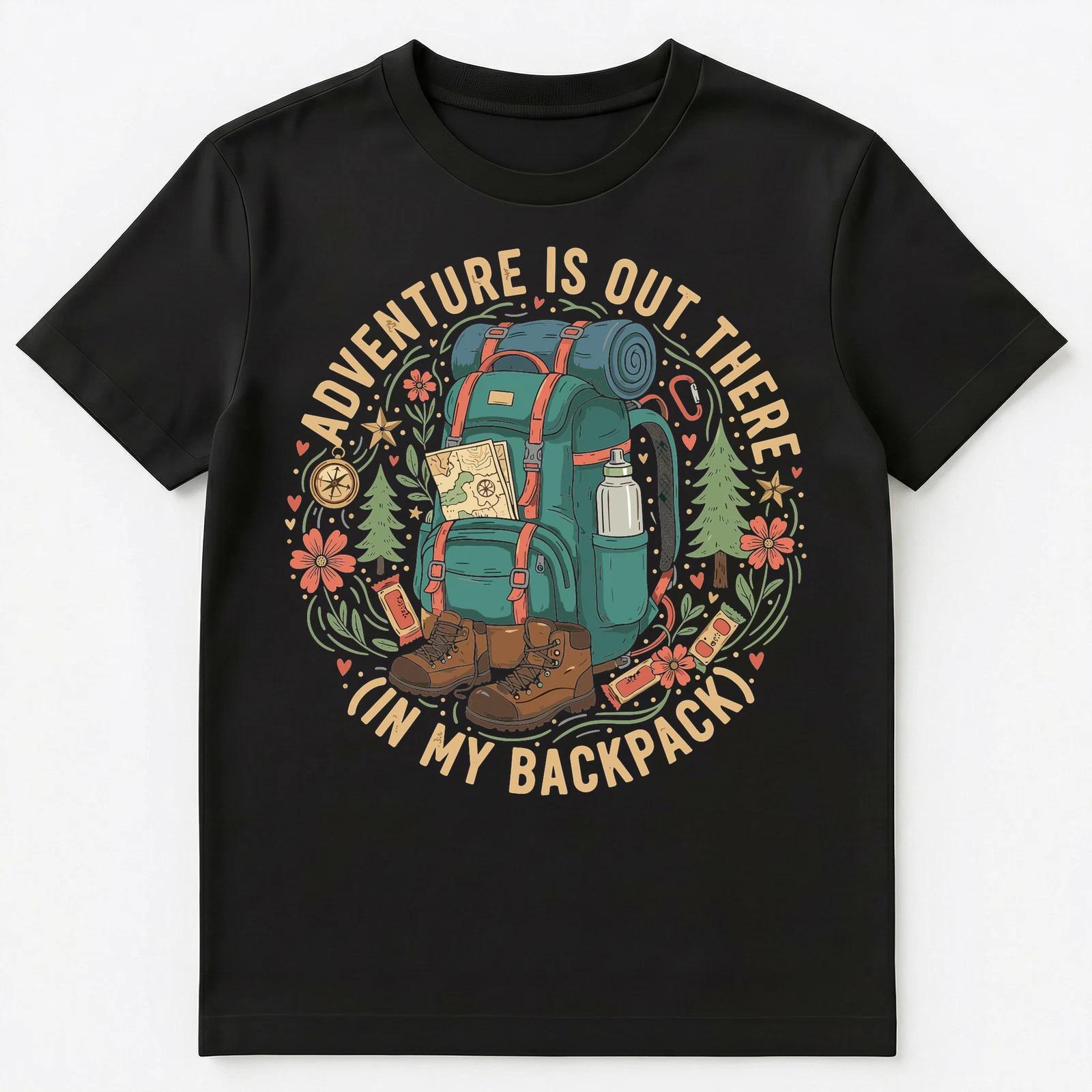 

Adventure Is There Graphic With Backpack Theme Unisex T-Shirt XL