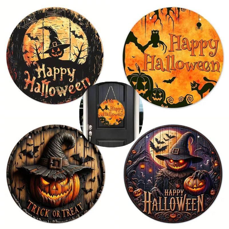 Pumpkin Halloween Wooden Trick Or Treat Decoration Haunted House Door Hangings