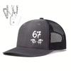 1PC Hip Hop 67 Drip Trucker Hat, Neon Green Contrast, Graffiti Aesthetic Cap for Skateboarding