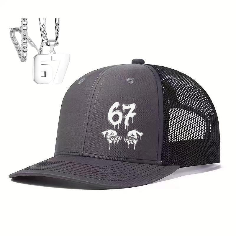 1PC Hip Hop 67 Drip Trucker Hat, Neon Green Contrast, Graffiti Aesthetic Cap for Skateboarding