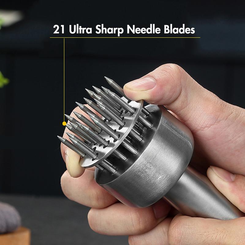 304 Stainless Steel Meat Tenderizer, Durable 21 Ultra Sharp Needle Blade Tenderizer for Steak, Beef - Kitchen Cooking Tools