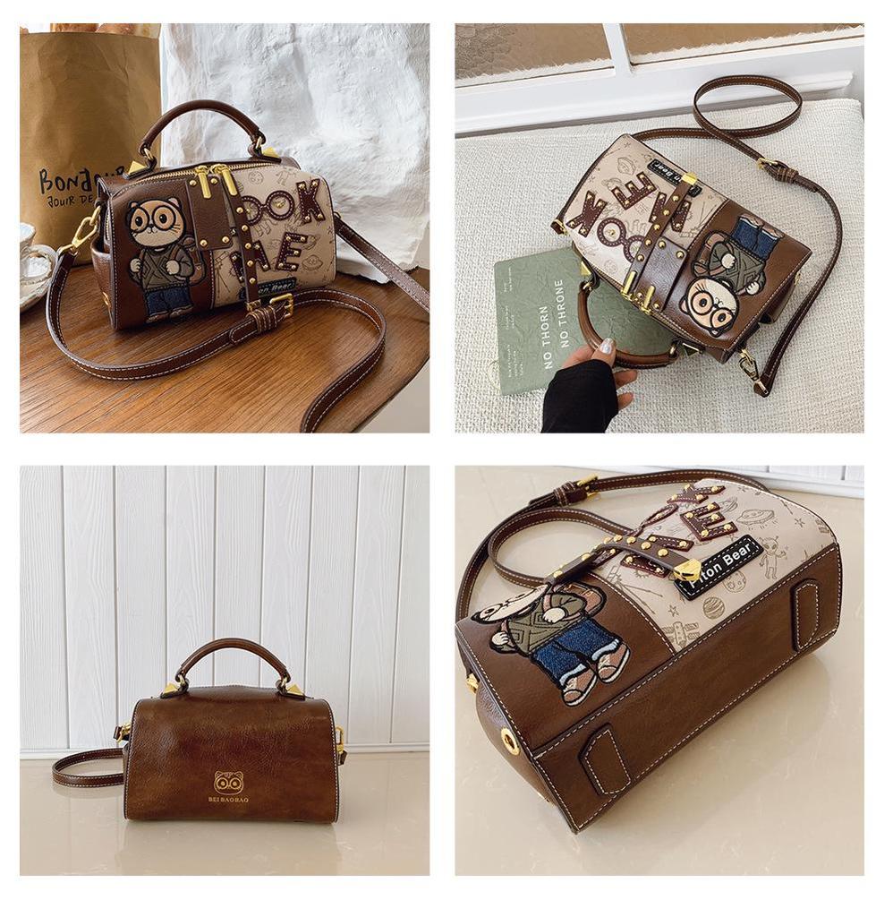 Versatile Women's Boston Retro Crossbody Single Shoulder Handbag