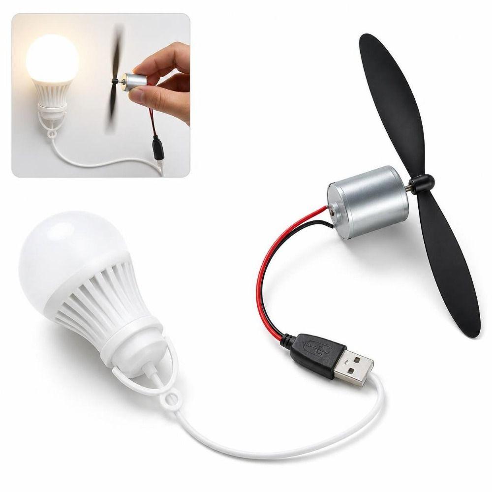 USB Light Bulb Power Energy Generator Educational Wind Generator Kit Science Experiment