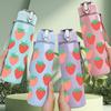 1PC Strawberry Red Fruit 750ml Color Plastic Sports Water Bottle Leakproof Flip Straw Lid Suitable for Sports Office Home Use