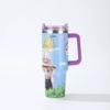 Cartoon pattern Labubu 40oz car cup 304 stainless steel thermos cup Labubu car straw Bingba cup