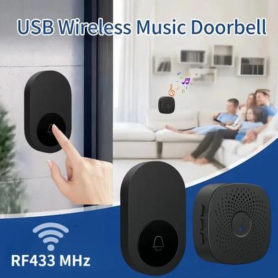 Campanello Wireless per Casa Esterno USB Campanello Smart 4 Livelli di Volume Regolabile DC 5V Accoppiamento Telecomando 38 Melodie Chiamata Assistenza Letto
