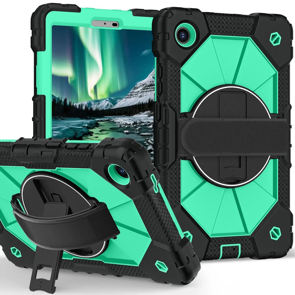 Kids Proof Case for Lenovo Tab One K9 8.7 Inch TB305ZU TB305FU 2025 360 Rotatable Stand Handle Grip Shoulder Strap
