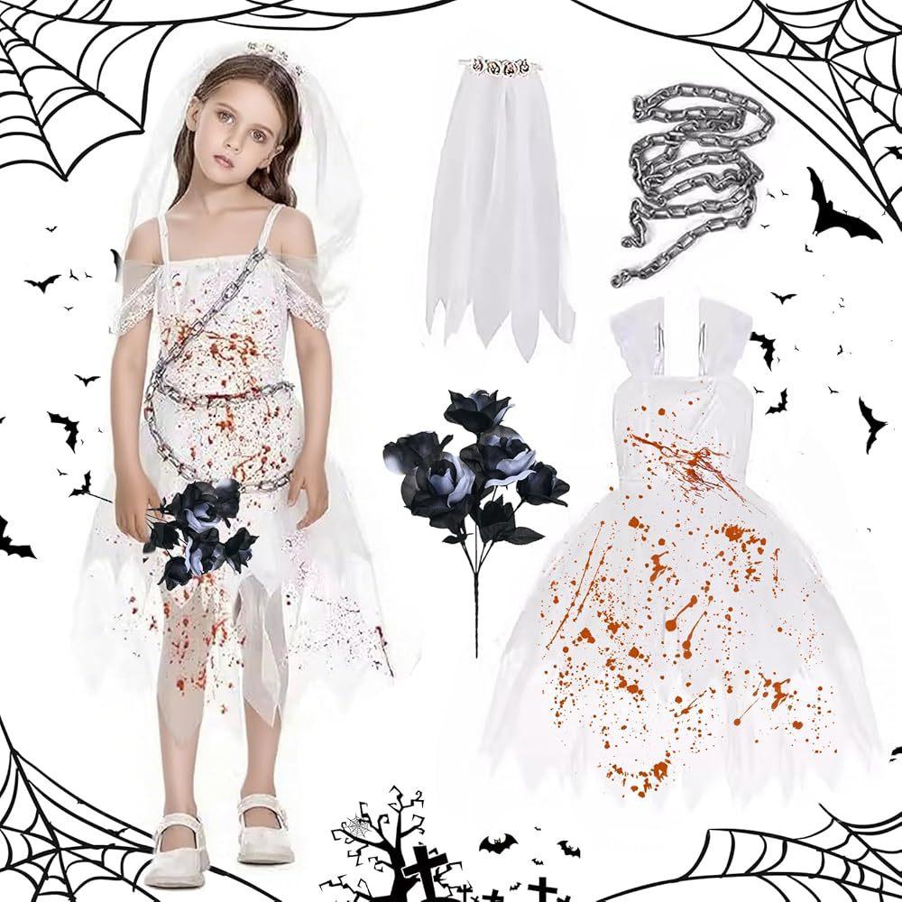 Halloween Witch Ghost Vampire Bride Cosplay Dress, Masquerade Witch Role Play Outfit