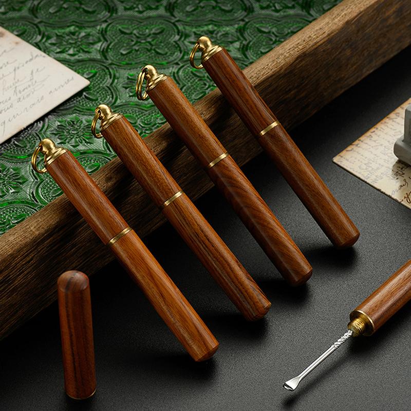 Portable Solid Wood Mini Ear Cleaner Keychains Ear Wax Removal Tool Earpick Cleaning Ears Ear Spoon Attached Key Ring With Cover