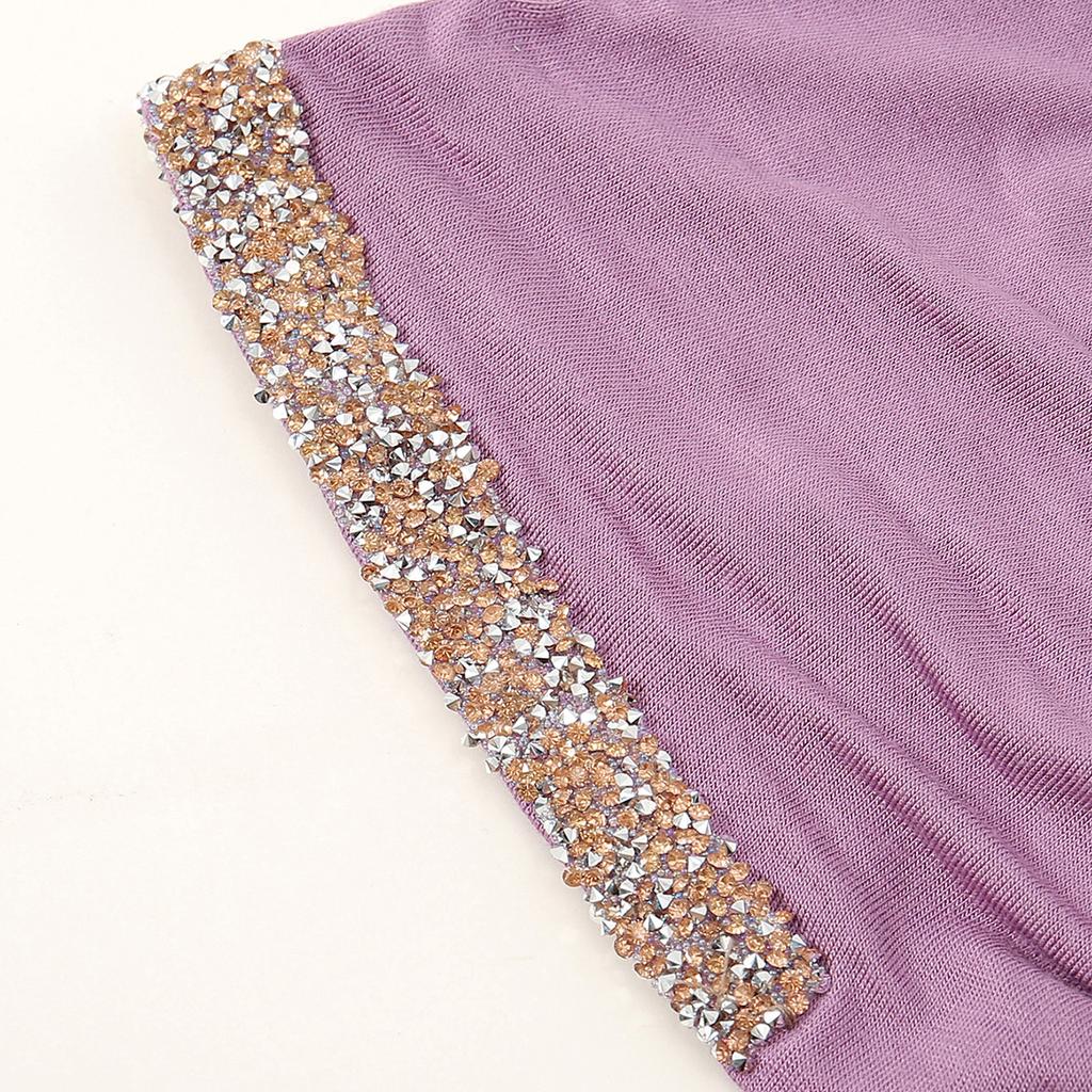 Shiny Rhinestone Hijab Muslim Inner Hijab Elastic Women Plain Solid Color Turban Undercaps Premium Soft Jersey Hijab Headband