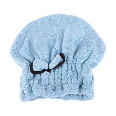 Duschhaube Schleife Dekoration Badezimmerhüte Schnelltrocknend Damen Mädchen Dame Badehaare HutBlau