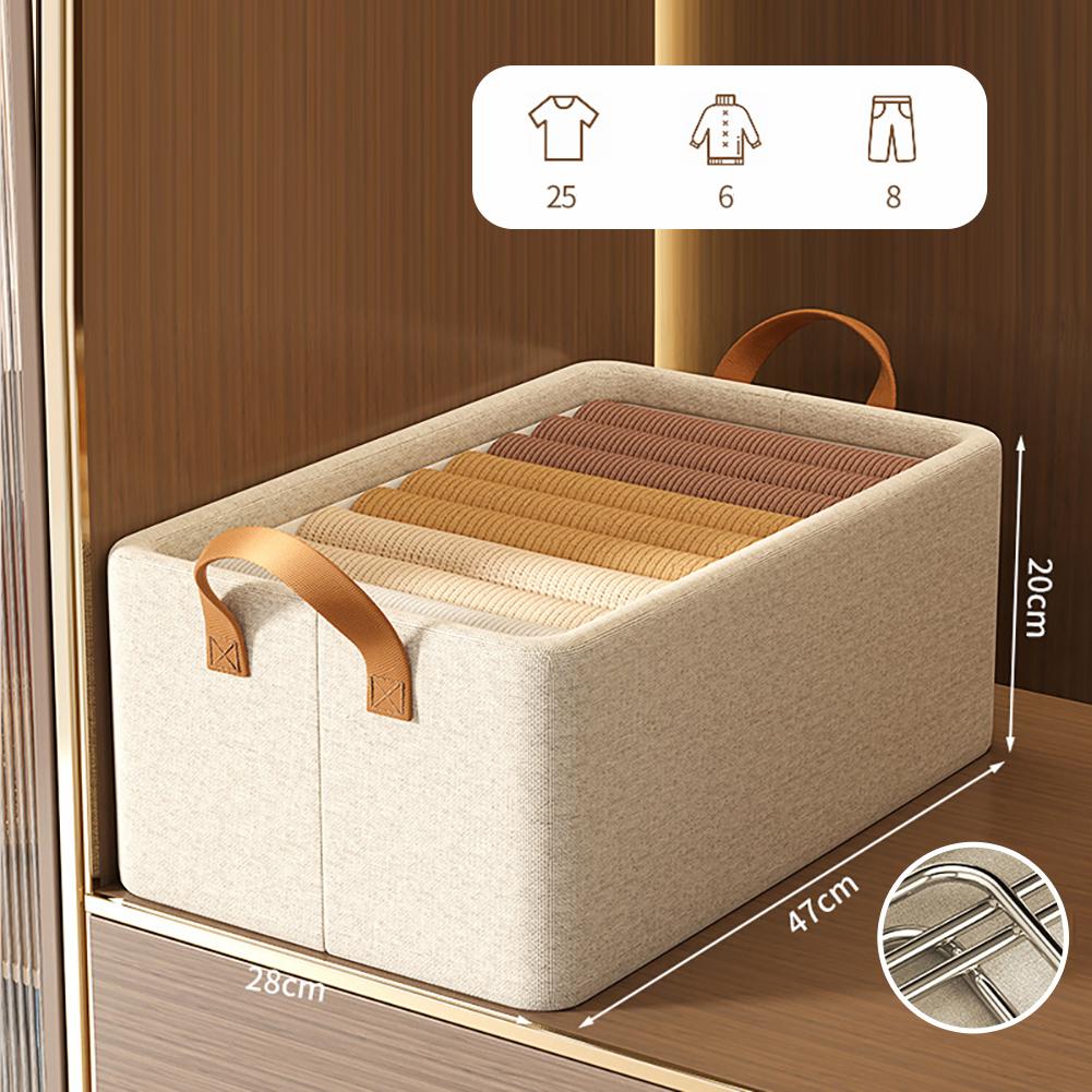 

Fabric Storage Bin Box With Handles, Storage Basket Clothes Organizer Blanket Container, Large Clothes Storage Box Oat beige