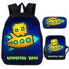 Angry Geometry Dash Cartoon Print Children Backpack 3Pcs Set Boys Girls School Bags Large Capacity Bookbag Back To School Gifts