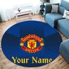 Manchester United F Custom Name Round Area Rug,Carpet Rug for Living Room Bedroom Sofa Playroom Decor,Non-slip Floor Mat