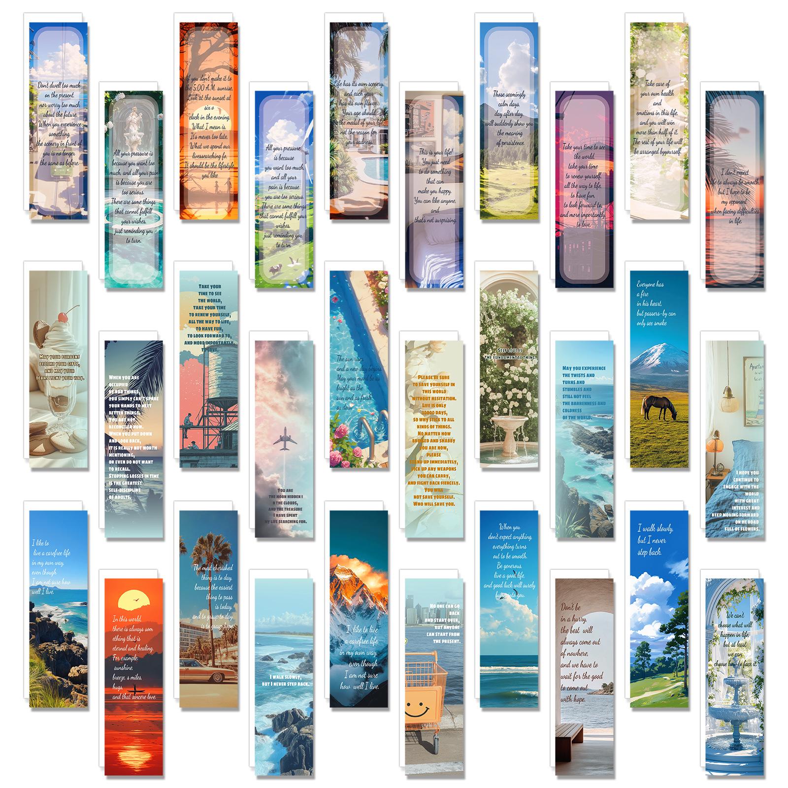 30 Aesthetic Landscape & Inspirational Text Bookmarks - Hot Selling Creative Paper Designs