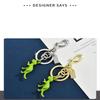 3D Stereoscopic Green Dinosaur Metal Keychain, Small Dinosaur-Shaped Keychain Pendant