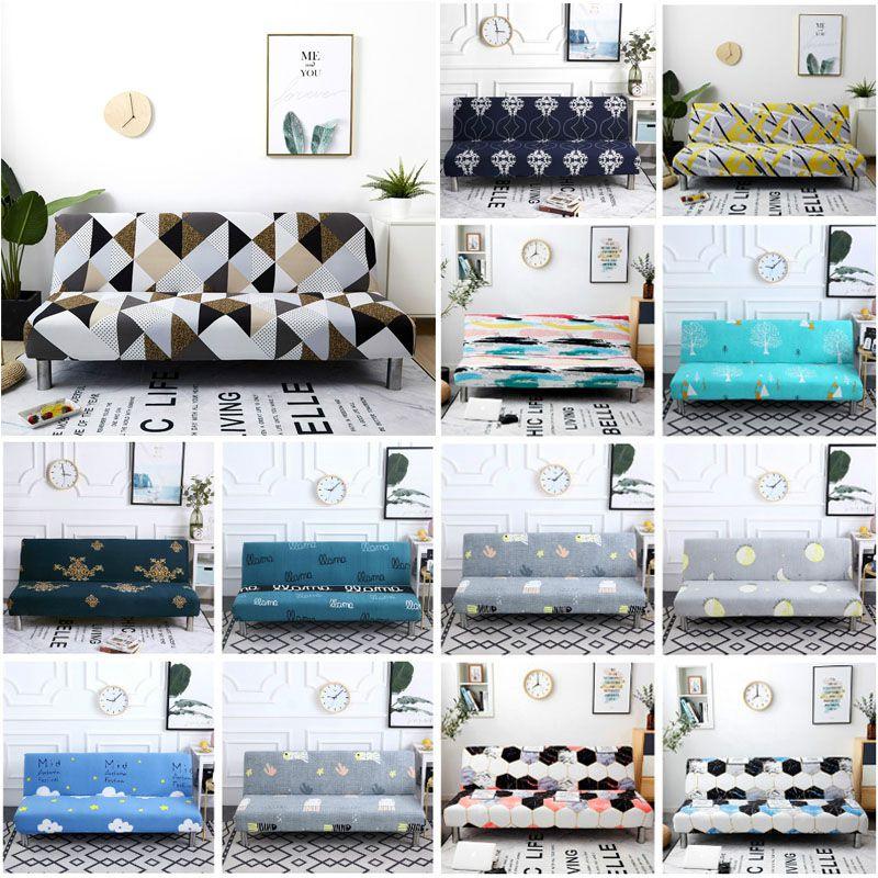 Comfortable And Stretchable Printed Slipcover Without Armrest Sofa Bed Cover For Modern Living Spaces