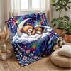 Teddybären mit Mond und Sternen Thema Decke Leichte Warme Flanelldecke Dekorative Überwurfdecke für Heimdekoration