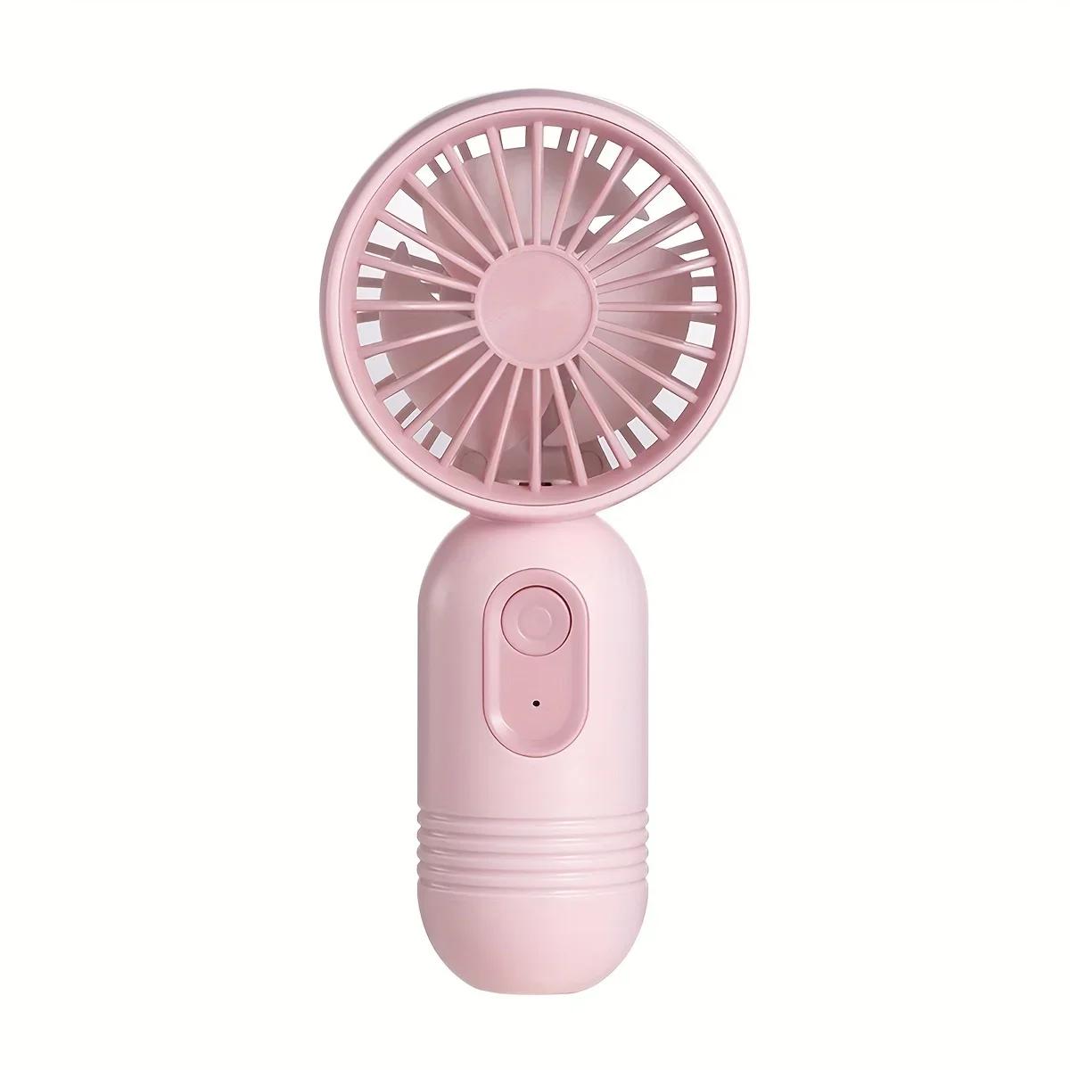 

Mini Handheld Fan 3-Speed Strong Wind USB Rechargeable Long Lasting Portable Desk Fan For Students Office Outdoor Travel Camping рожевий