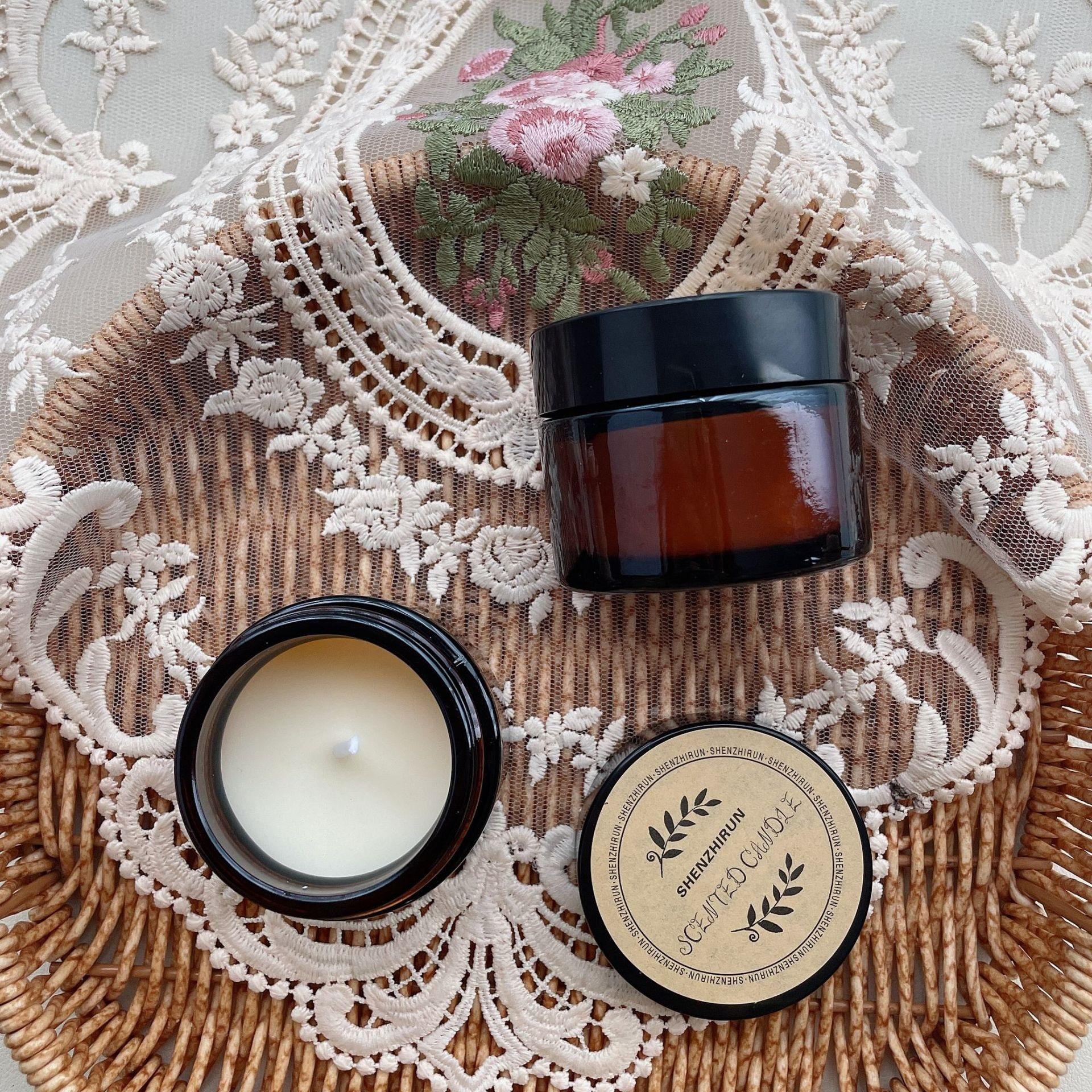 Soy Wax Scented Candle In Glass Jar, Vintage Style Aromatherapy Candle for Home Indoor Decoration Holiday Gift