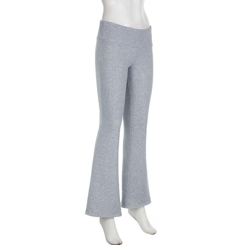 Slim Low Waist Casual Sweatpants For Women Solid Simple Basic Flared Pants Sports Jogging Trousers