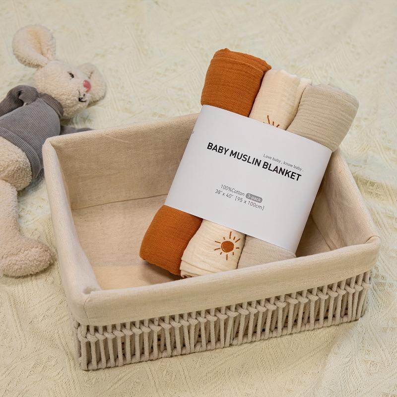 100x100cm Baby Cotton Gauze 3 Piece Set Swaddle Wrap Pure Cotton for Boys Girls Blankets Safety Certification Hypoallergenic