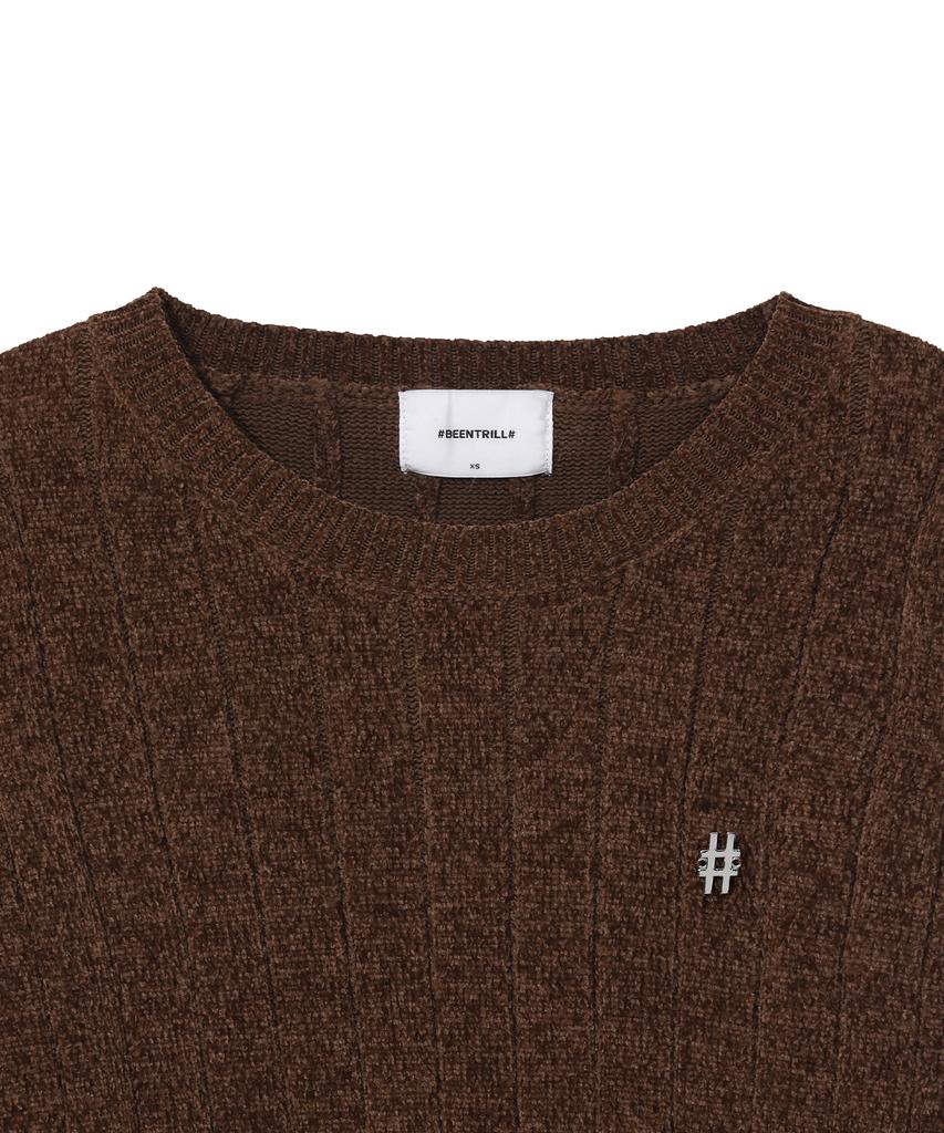 BEENTRILL Women'S Metal Hashtag Ribbed Knit (Chocolate)