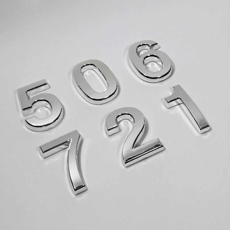 New 3D Digits 0-9 Number Silver Sticker 5cm Plate Sign Hotel Silvery Door Number Plaque Modern Plated for Home Decoration