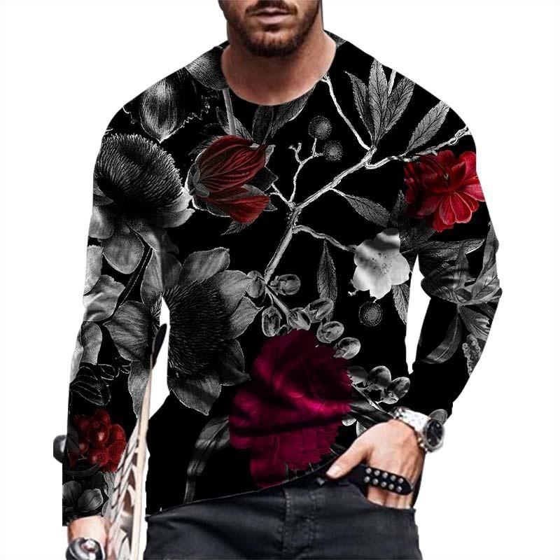Spring Autumn Men Clothes New Long Sleeve Fashion T Shirt Men Hip Hop 3D Digital Print Sport T Shirt