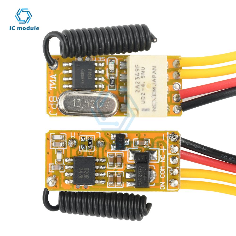 DC 3.5-12V Mini RF Remote Switch 433MHZ Miniature Contact Relay Remote Control Switch N/O N/C On-Off Receiver