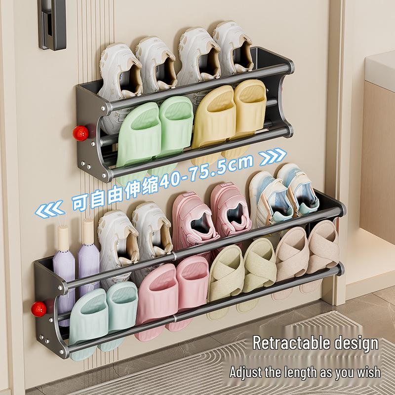 Retractable Magnetic Double-Layer Shoe Rack - Instant Suction, No Installation Needed, Ideal Entryway Organizer, New Model.
