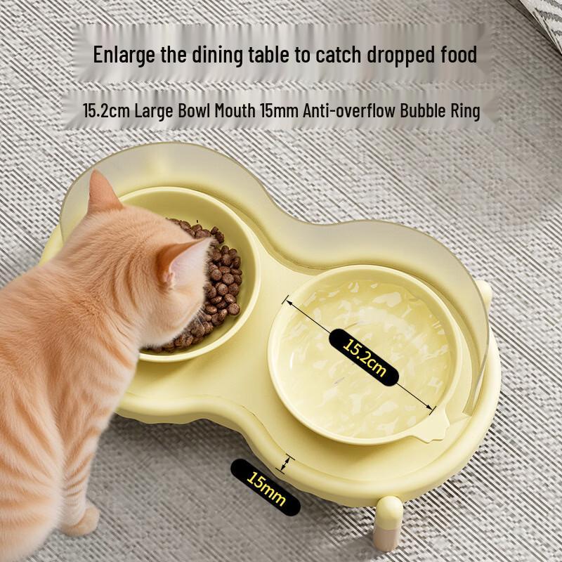 Shuoni Ceramic Pet Double Bowl Feeder with Spill-Proof Stand