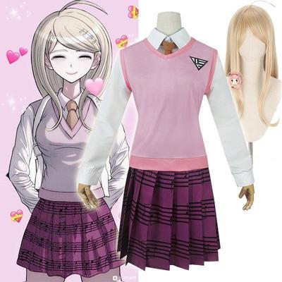 Scione Danganronpa V3 Cosplay Akamatsu kaede Kostým Dámská Uniforma Anime Kompletní sada Školní Uniforma JK
