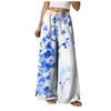 Womens Floral Print Wide Leg Pants Loose Fit Trousers With Two Side Splits Casual Lounge Wear Beach Vacation Outfits 2025