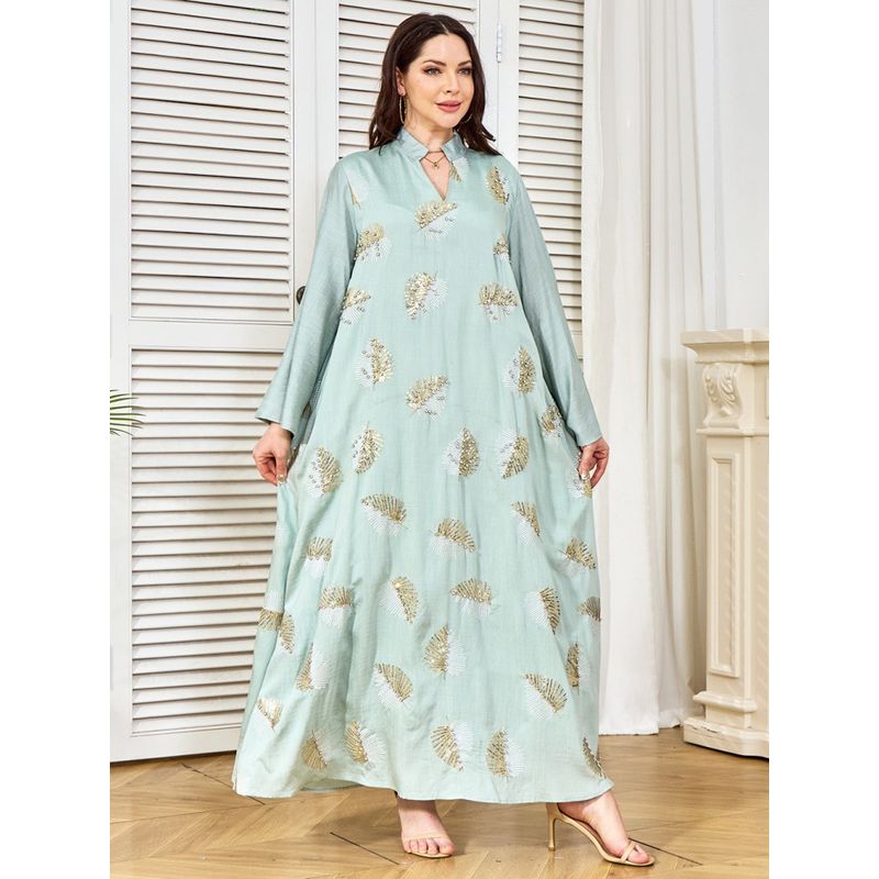 Elegant Dress Middle East Sequin Diamond Embroidered Dubai Women Clothes Arab Robe plus-Size Dress