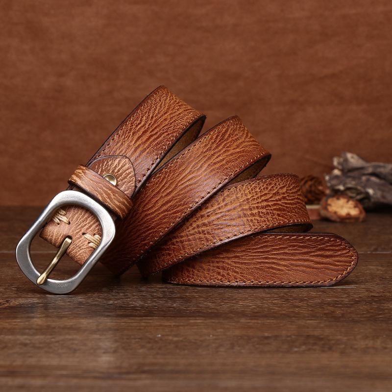 

Женский ремень из коровьей кожи первого слоя, отполированный вручную, повседневный, модный, с пряжкой 110cm хаки