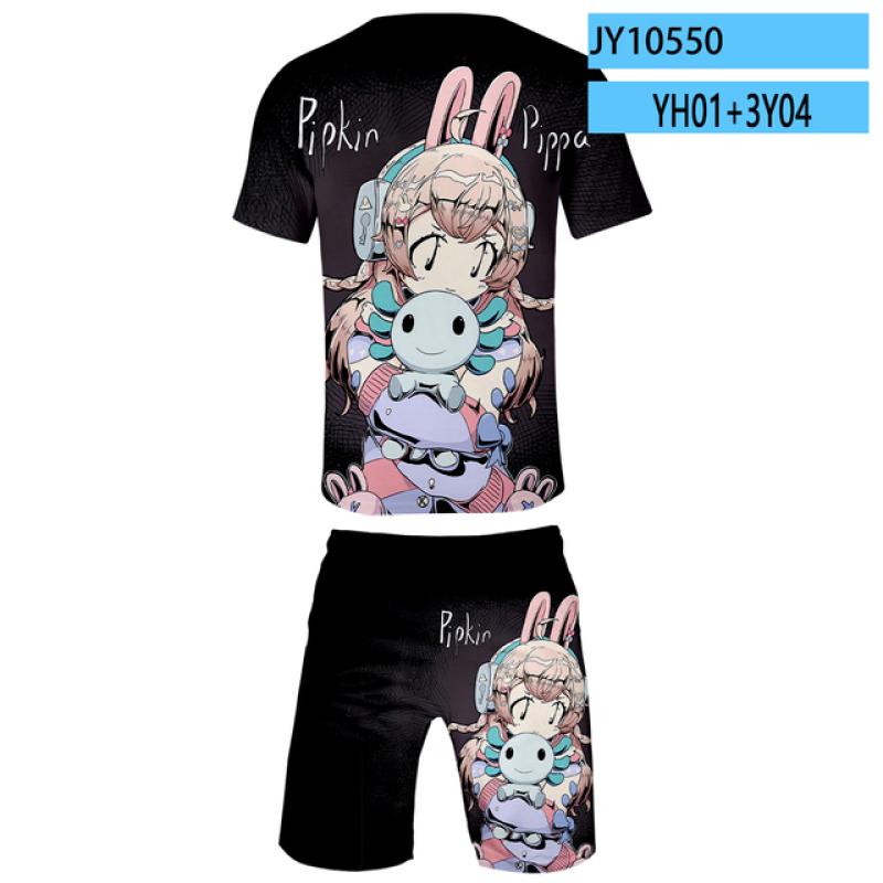 Pipkin Pippa Trykt nye anime fritidssett Cartoon Grafiske topper Kortermet T-skjorter streetwear pop hip hop t-skjorte strandbukser